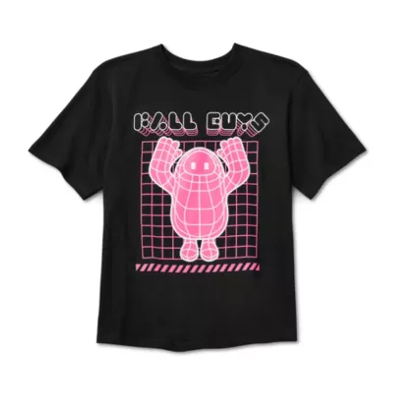 Fall Guys Little & Big Kid Boys Crew Neck Short Sleeve Regular Fit Graphic T-Shirt