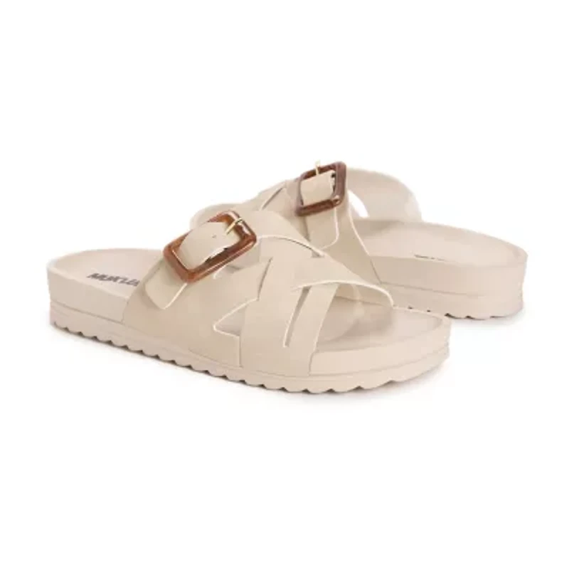 Muk Luks Womens Grand Shayna Criss Cross Strap Flat Sandals