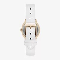 Armitron Womens White Leather Strap Watch 75-5977mpgpwt
