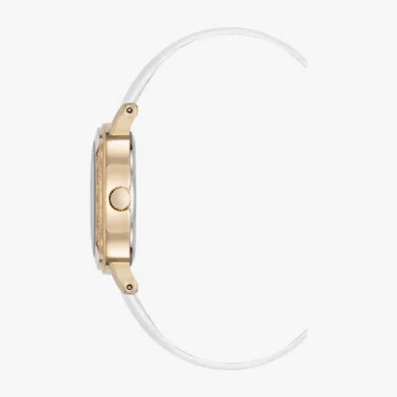 Armitron Womens White Leather Strap Watch 75-5977mpgpwt