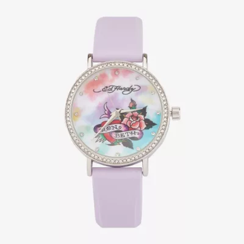 Ed Hardy Womens Purple Strap Watch 15006s-42-F09