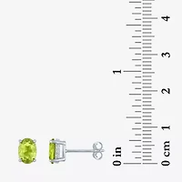 Genuine Green Peridot Sterling Silver 7mm Oval Stud Earrings