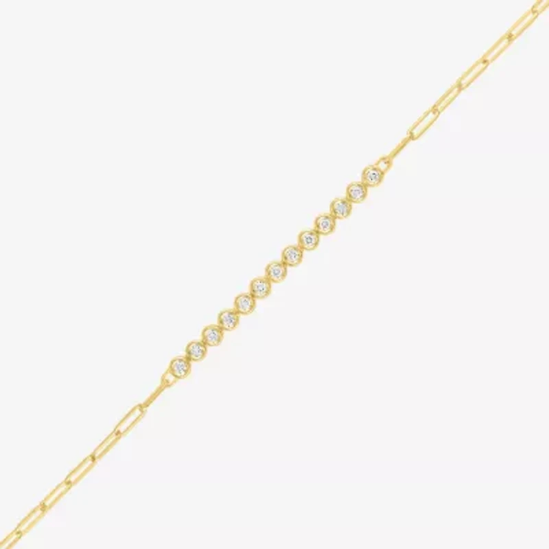 Diamond Addiction 1/3 Ct.T.W. (G-H, I1-I2) Lab-Grown Diamond Womens 10K Gold Paperclip Round Chain Bracelet
