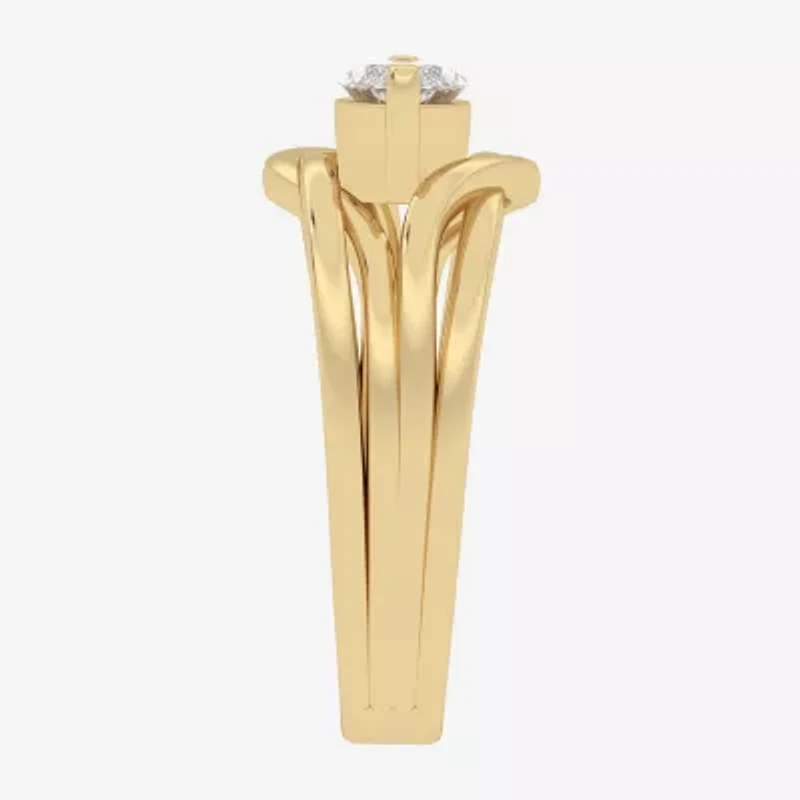 (Si2 / G) Womens 3/4 CT. Lab Grown White Diamond 10K Gold Marquise Cocktail Ring