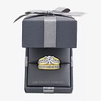 (G / Si1-Si2) Womens 4 CT. T.W. Lab Grown White Diamond 10K Gold Round Side Stone Bridal Set