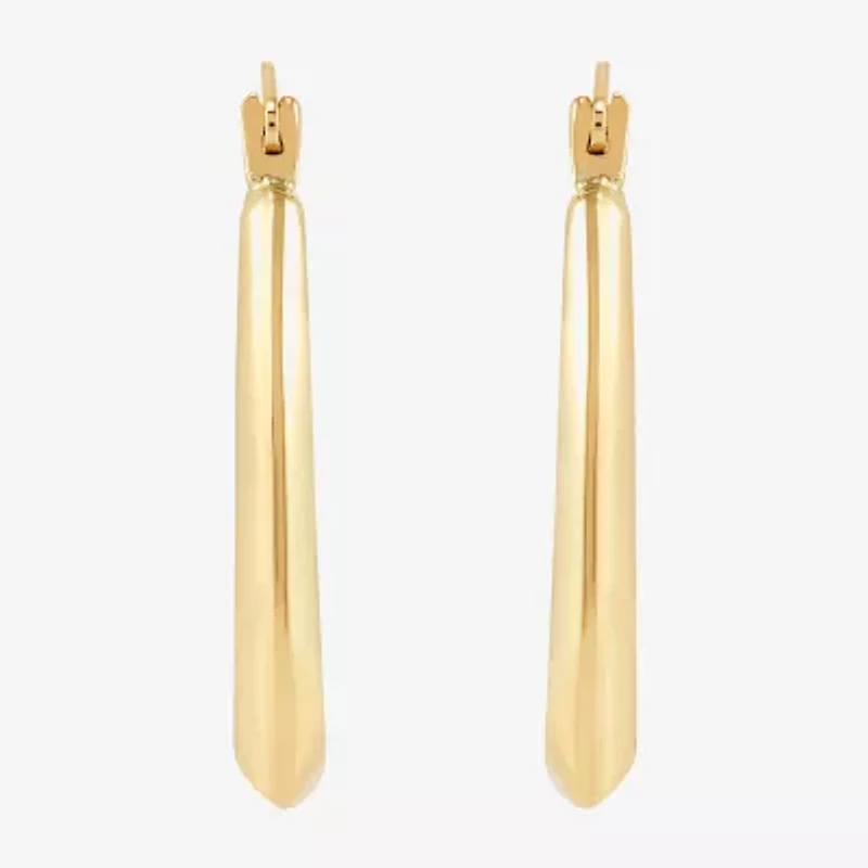 Womens 14K Gold 21.4mm Rectangular Hoop Earrings