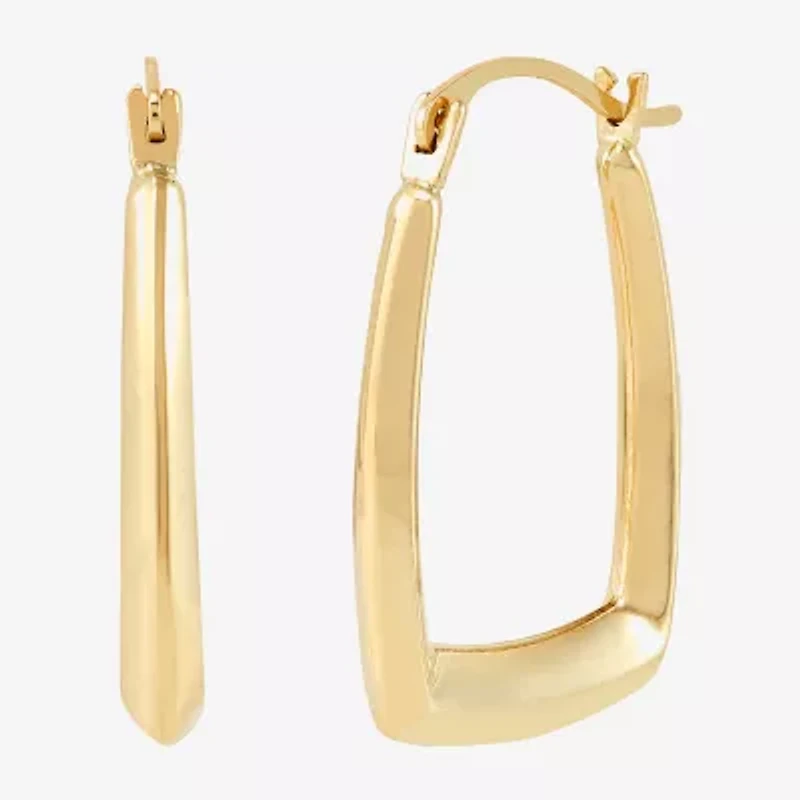 Womens 14K Gold 21.4mm Rectangular Hoop Earrings
