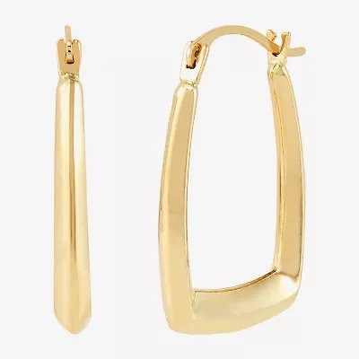 Womens 14K Gold 21.4mm Rectangular Hoop Earrings