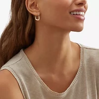 Womens 14K Gold 21.4mm Rectangular Hoop Earrings