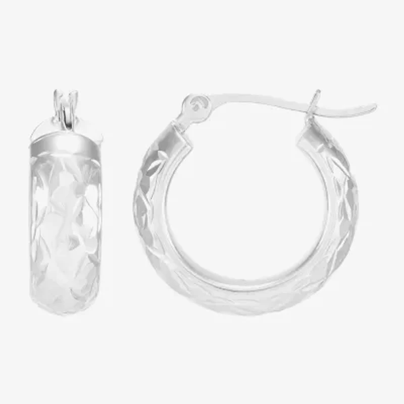 Womens 10K Gold 15mm Round Hoop Earrings