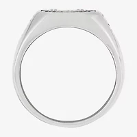 Mens Black Cubic Zirconia Sterling Silver Diamond Fashion Ring