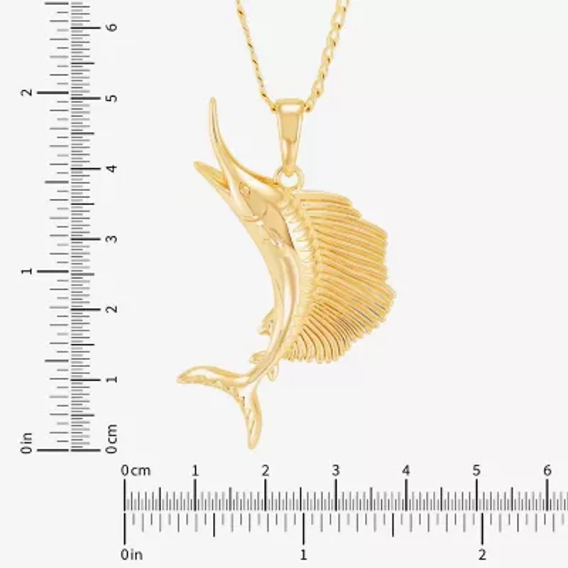 Limited Quantities! Sword Fish Womens 14K Gold Over Silver 22 Inch Pendant Necklace