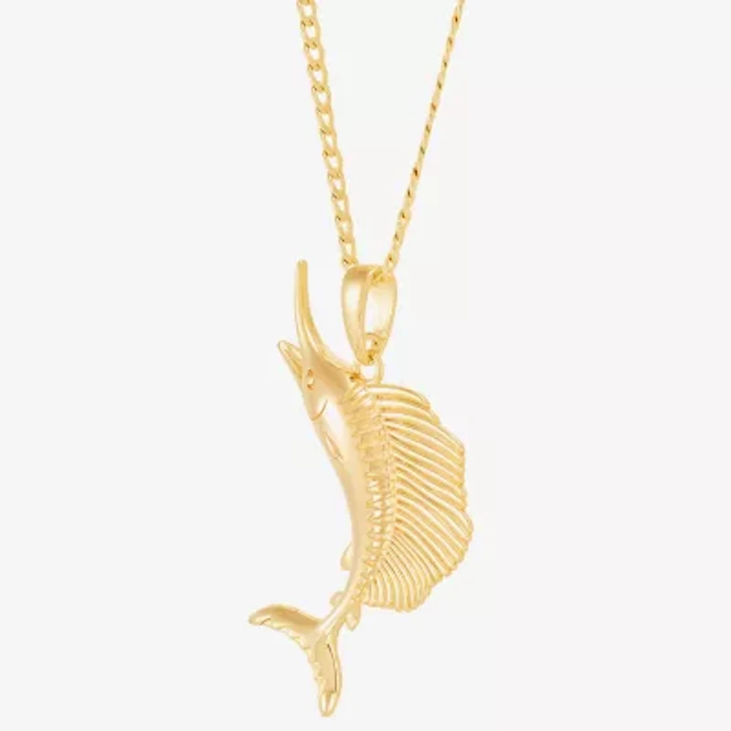 Limited Quantities! Sword Fish Womens 14K Gold Over Silver 22 Inch Pendant Necklace