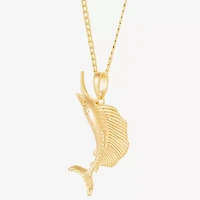 Limited Quantities! Sword Fish Womens 14K Gold Over Silver 22 Inch Pendant Necklace
