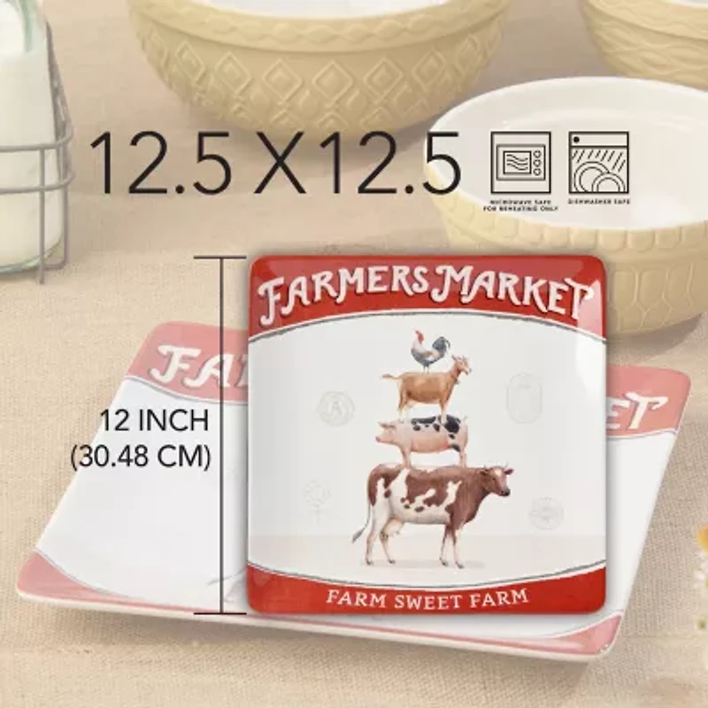 Certified International Vintage Farm Ceramic Serving Platter