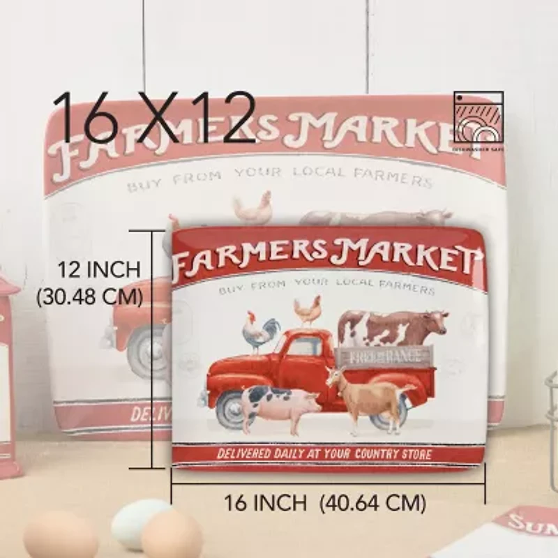 Certified International Vintage Farm Ceramic Serving Platter