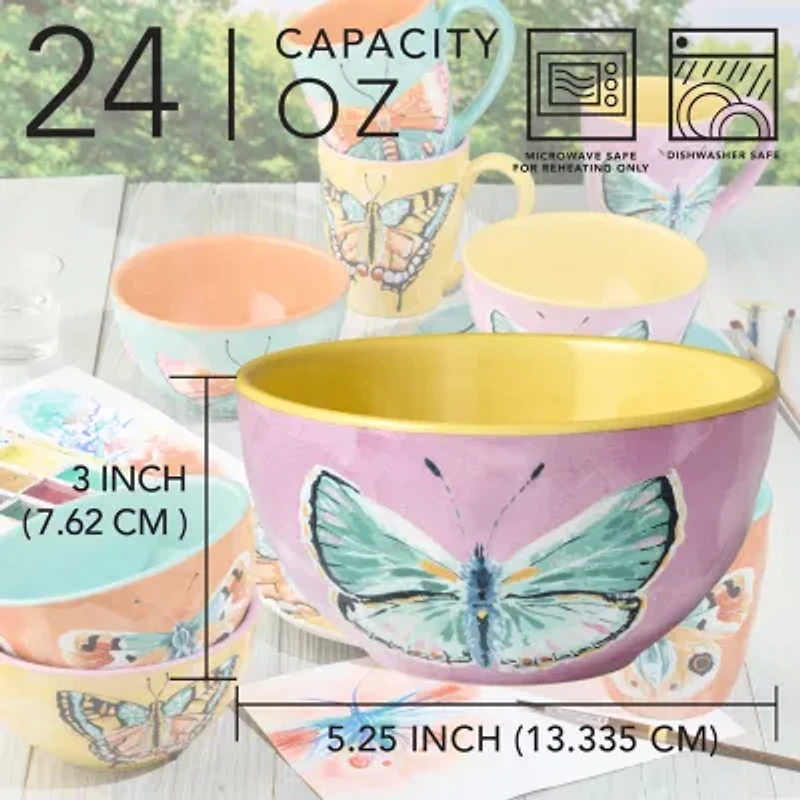 Certified International Butterflies 4-pc. Ceramic Ice Cream Bowl