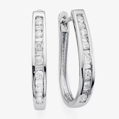 1/2 CT.T.W. Natural Diamond 10K Gold Hoop Earrings