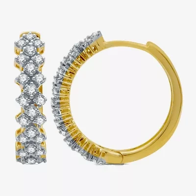 1/2 CT. T.W. Natural White Diamond 10K White or Yellow Gold 18.4mm Hoop Earrings