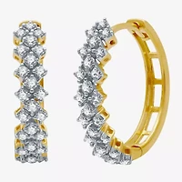 1/2 CT. T.W. Natural White Diamond 10K White or Yellow Gold 18.4mm Hoop Earrings