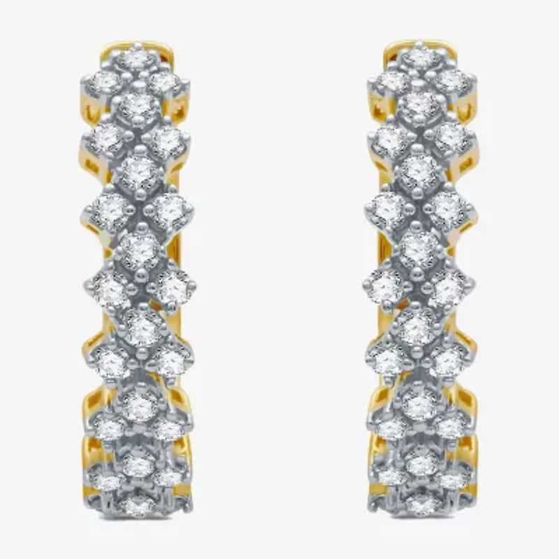 1/2 CT. T.W. Natural White Diamond 10K White or Yellow Gold 18.4mm Hoop Earrings