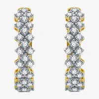 1/2 CT. T.W. Natural White Diamond 10K White or Yellow Gold 18.4mm Hoop Earrings