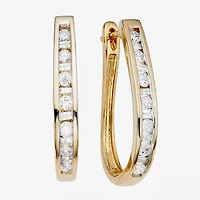1/2 CT.T.W. Natural Diamond 10K Yellow Gold Hoop Earrings