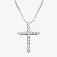 (H-I / I1) Womens 1/2 CT. T.W. Lab Grown White Diamond 10K Gold Cross Pendant Necklace
