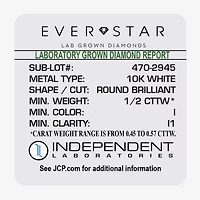 (H-I / I1) Womens 1/2 CT. T.W. Lab Grown White Diamond 10K Gold Cross Pendant Necklace