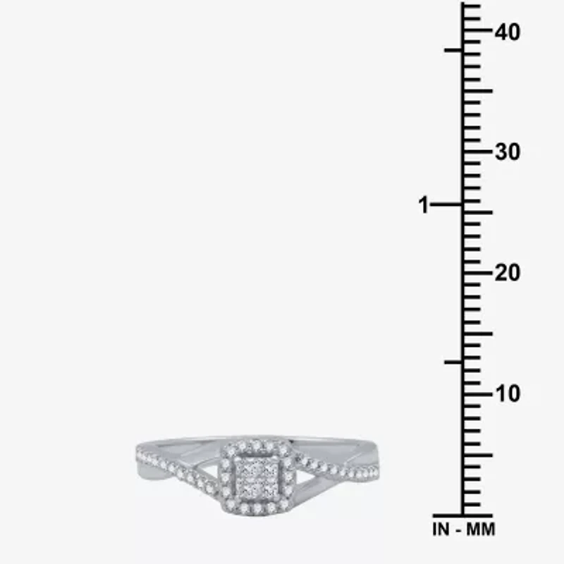 1/10 CT.T.W. Natural Diamond 10K White Gold Princess-Cut Quad Promise Ring