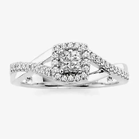 1/10 CT.T.W. Natural Diamond 10K White Gold Princess-Cut Quad Promise Ring