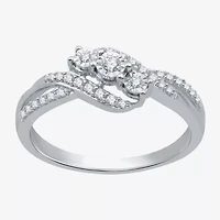 (I-J / I3) Womens 1/4 CT. T.W. Natural White Diamond 10K Gold Crossover Side Stone Promise Ring