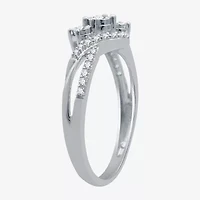 (I-J / I3) Womens 1/4 CT. T.W. Natural White Diamond 10K Gold Crossover Side Stone Promise Ring