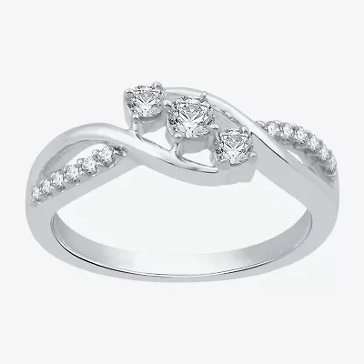 Love Lives Forever 1/3 CT.T.W. Natural Diamond 10K Gold 3-Stone Promise Ring