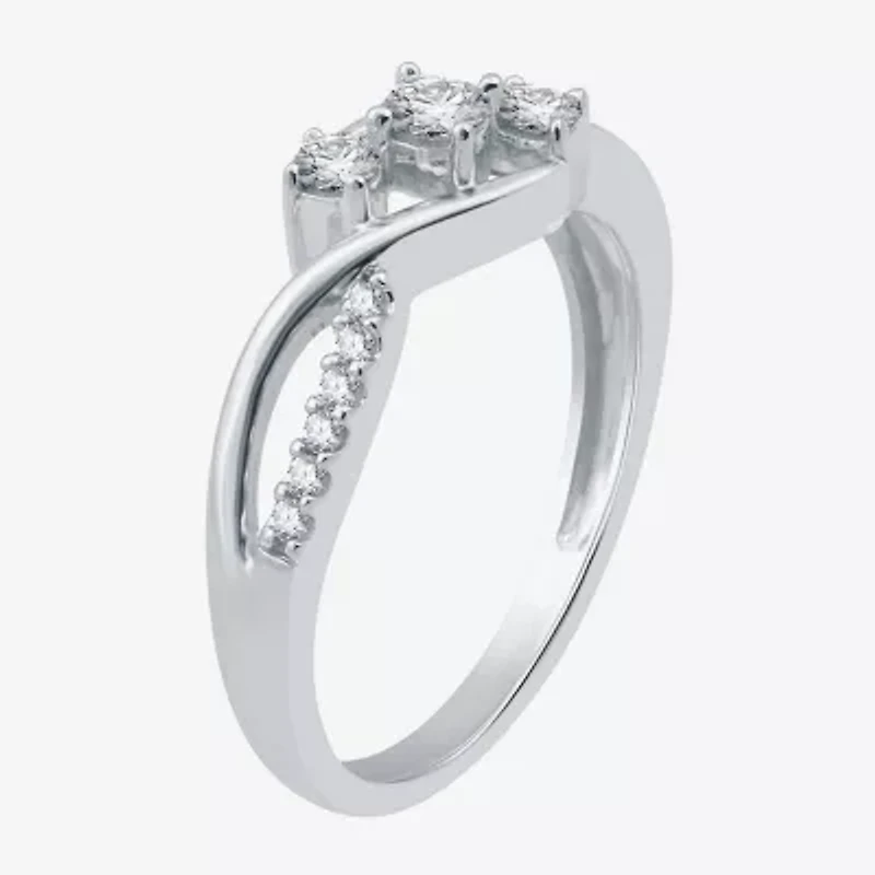 Love Lives Forever 1/3 CT.T.W. Natural Diamond 10K Gold 3-Stone Promise Ring