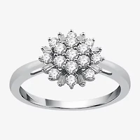 Diamond Blossom (I-J / I3) Womens 1/2 CT. T.W. Natural White 10K Gold Cluster Cocktail Ring