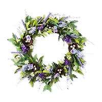 Glitzhome 24"D Easter Lavender And Bird Nest Wreath