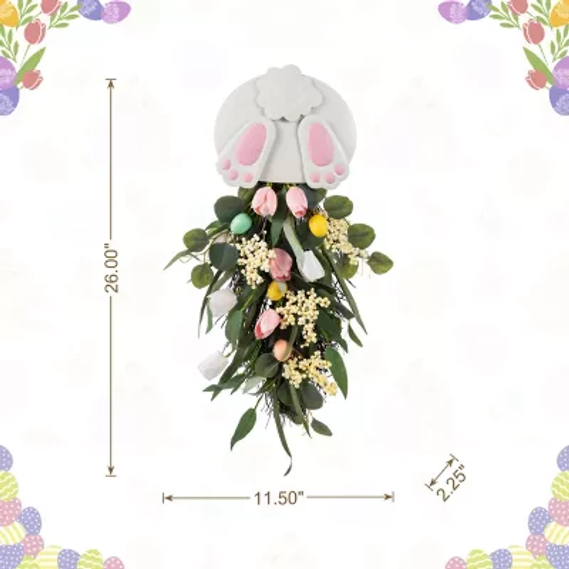 Glitzhome 26" Bunny And Tulip Teardrop Easter Tabletop Decor
