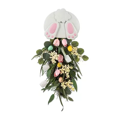 Glitzhome 26" Bunny And Tulip Teardrop Easter Tabletop Decor