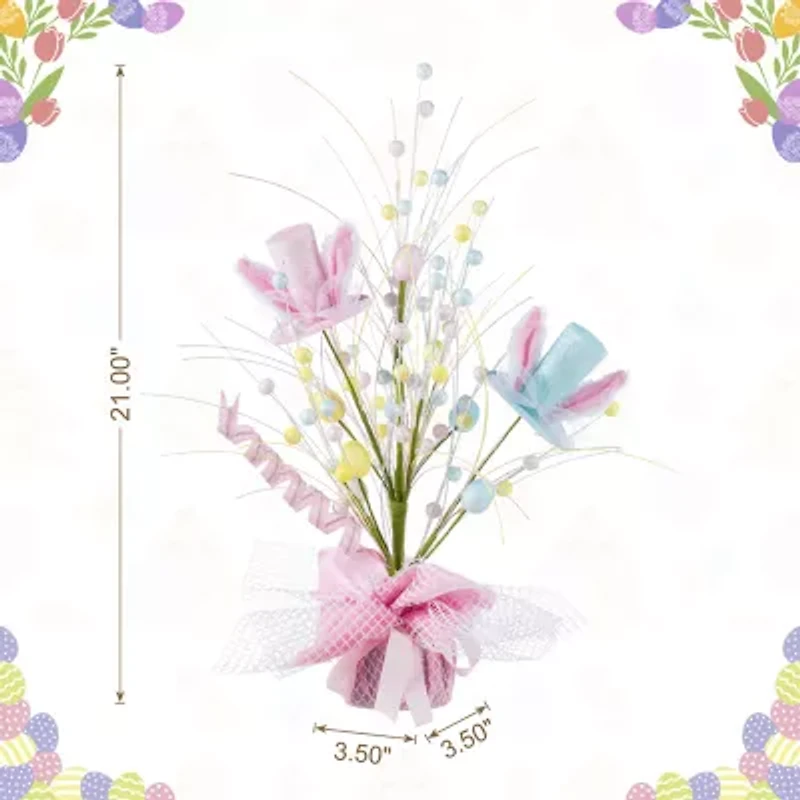 Glitzhome 21" Glitter Egg And Top Hat Easter Tabletop Decor