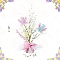 Glitzhome 21" Glitter Egg And Top Hat Easter Tabletop Decor