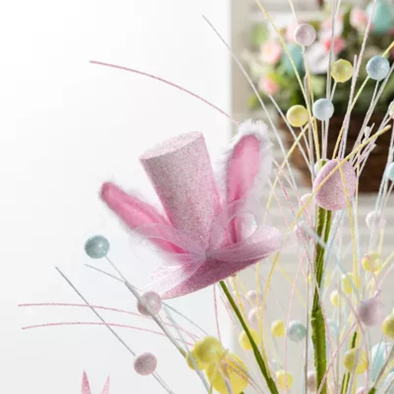 Glitzhome 21" Glitter Egg And Top Hat Easter Tabletop Decor