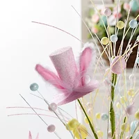 Glitzhome 21" Glitter Egg And Top Hat Easter Tabletop Decor