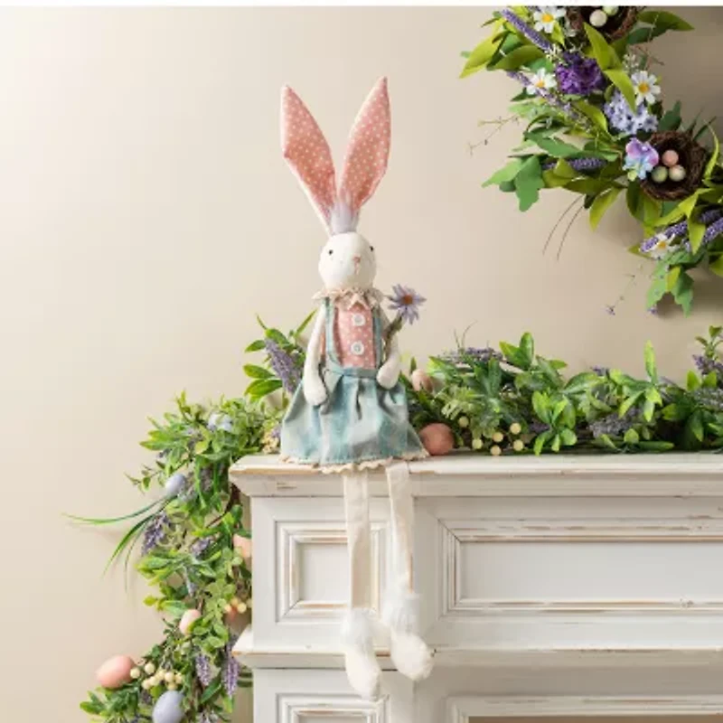 Glitzhome 30" Fabric Girl Bunny Easter Tabletop Decor