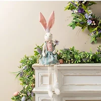 Glitzhome 30" Fabric Girl Bunny Easter Tabletop Decor