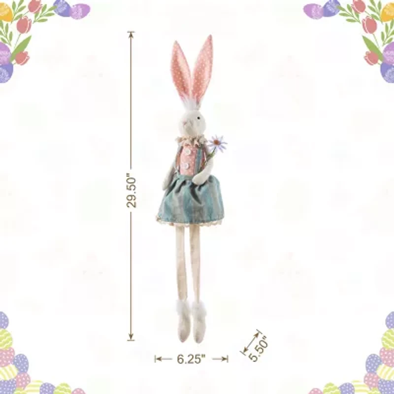 Glitzhome 30" Fabric Girl Bunny Easter Tabletop Decor