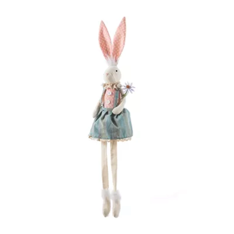Glitzhome 30" Fabric Girl Bunny Easter Tabletop Decor