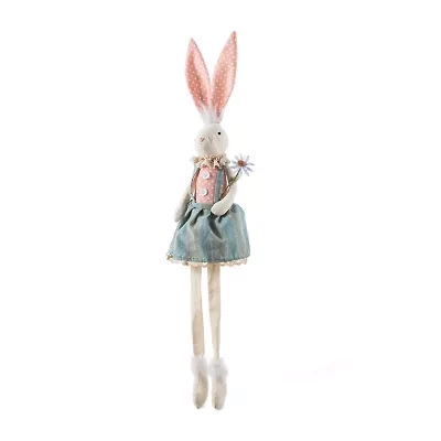 Glitzhome 30" Fabric Girl Bunny Easter Tabletop Decor