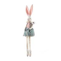 Glitzhome 30" Fabric Girl Bunny Easter Tabletop Decor