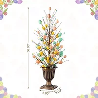 Glitzhome Egg & Berries Urn Porch Tree Easter Tabletop Decor